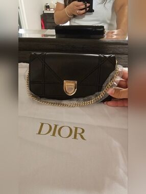 Christian Dior Diorama WOC Black Lambskin Gold Hardware Crossbody Bag